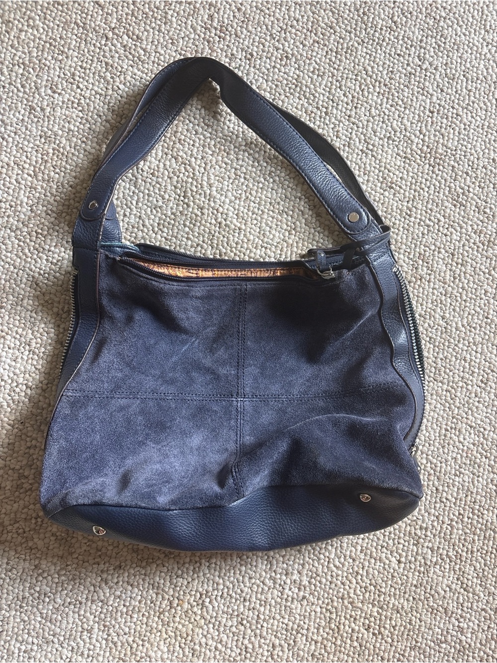 Tiganello Navy Suede Shoulder Bag